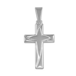 Sterling Silver 925 Silver Finish High Polished Engraved Cross Pendant